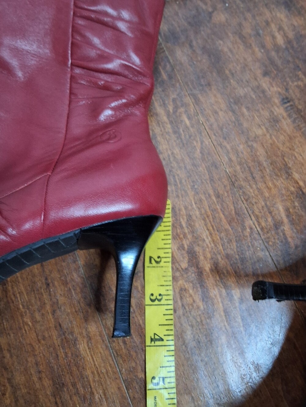 Bronx Chelsea Red Leather Pointed Toe Ankle Boots Ruched Kitten Heel 39/8 - Picture 10 of 16